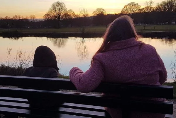 lisa on Simons bench